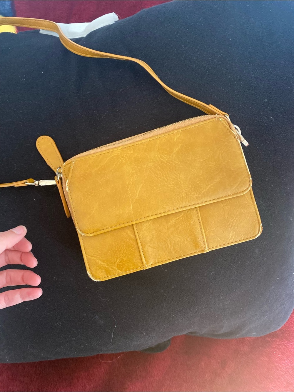 Madison West Mustard Yellow Crossbody Bag with Front Flap